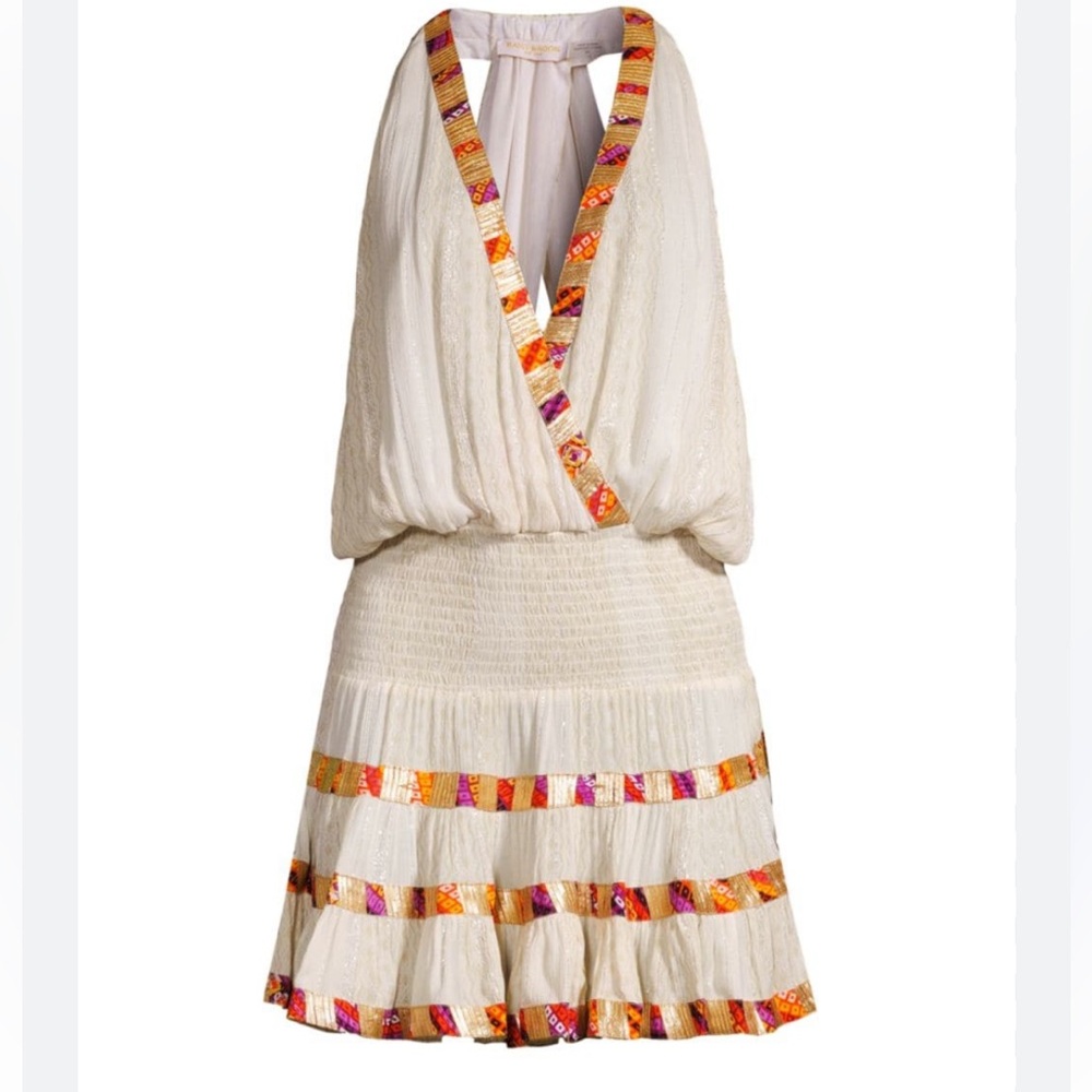 Ramy Brook mini Ruffled beach Dress with Colorful Trim XL